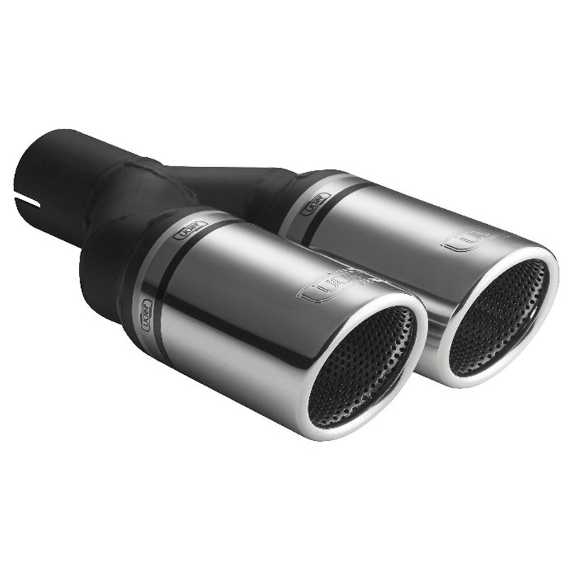 Ulter Sport, terminale di scarico - doppio tondo Ø90mm RS - lunghezza 225mm - montaggio ->50mm - Inox