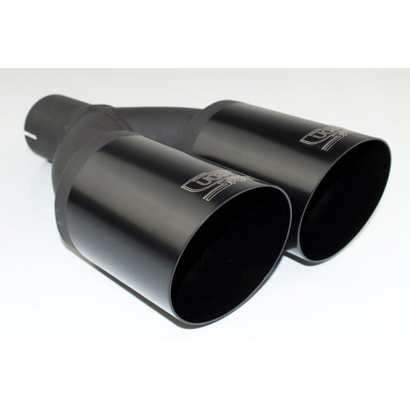 Ulter Sport, Terminale di scarico - Doppio tondo Ø80mm inclinato - Lunghezza 280mm - Installazione ->55mm - Inox nero