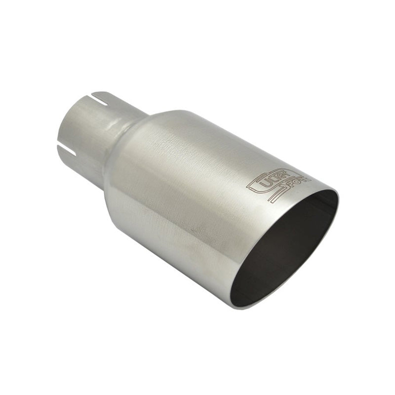 Ulter Sport, terminale di scarico - tondo Ø80mm inclinato - lunghezza 180mm - montaggio ->50mm - Inox satinato spazzolato