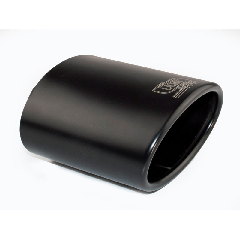 Ulter Sport, terminale di scarico - ovale 120x80mm inclinato - lunghezza 120mm - montaggio 50-65mm - nero inox